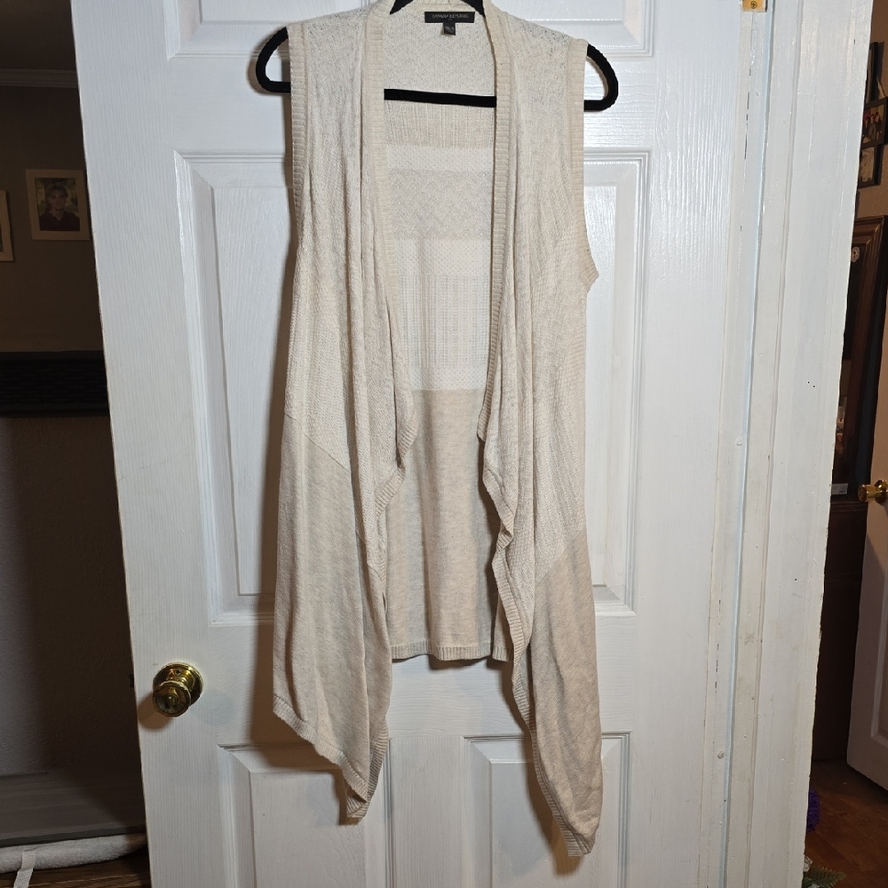 Banana Republic S Small Cream Sleeveless Tunic Cardigan